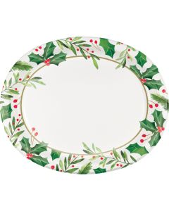 Traditional Holly Oval Paper Plate