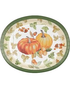 Pumpkin Harvest 10in X 12in Oval Paper Plate