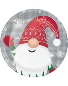 Holiday Gnomes Paper Dessert Plates