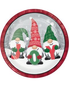 Holiday Gnomes Paper Luncheon Plate