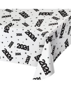 Clear Plastic Tablecover with 2024 in Black Font