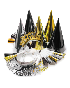 New Year's Eve Assorted Party  Kit for 10 in Black Gold and Silver
