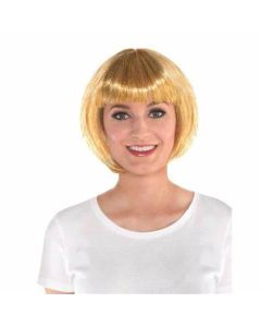Blonde Bob wig with gold metallic highlights