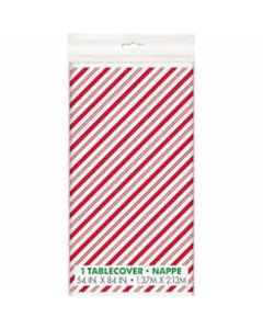 Red Stripes Snowman Plastic Tablecover