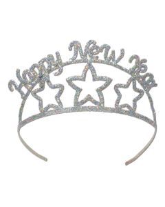 Silver Glittered Happy New Year Tiara